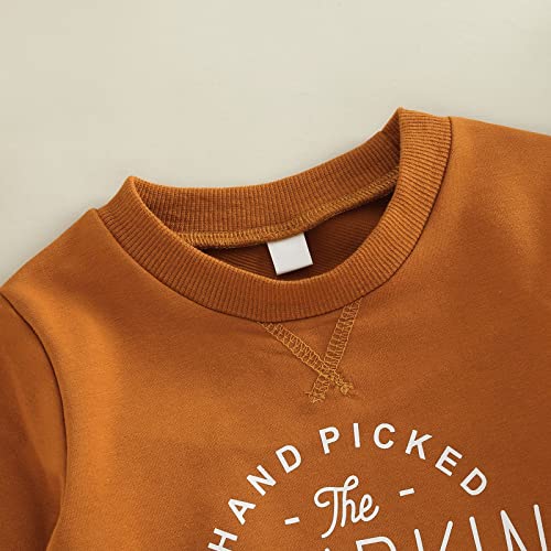 Toddler Halloween Outfit Baby Boy Girl Pumpkin Sweatshirt Patch Oversized Sweater Cute Fall Winter Clothes Sweatshirt Pumpkin Patch Brown 6-12 Months #TOP4