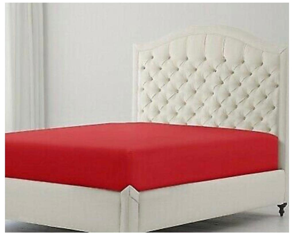 Northern Luxe Red 100% Soft Brushed Cotton Flannelette Fitted Sheet Extra Deep Available In 10 Colours (Pair Of Pillow Case, )