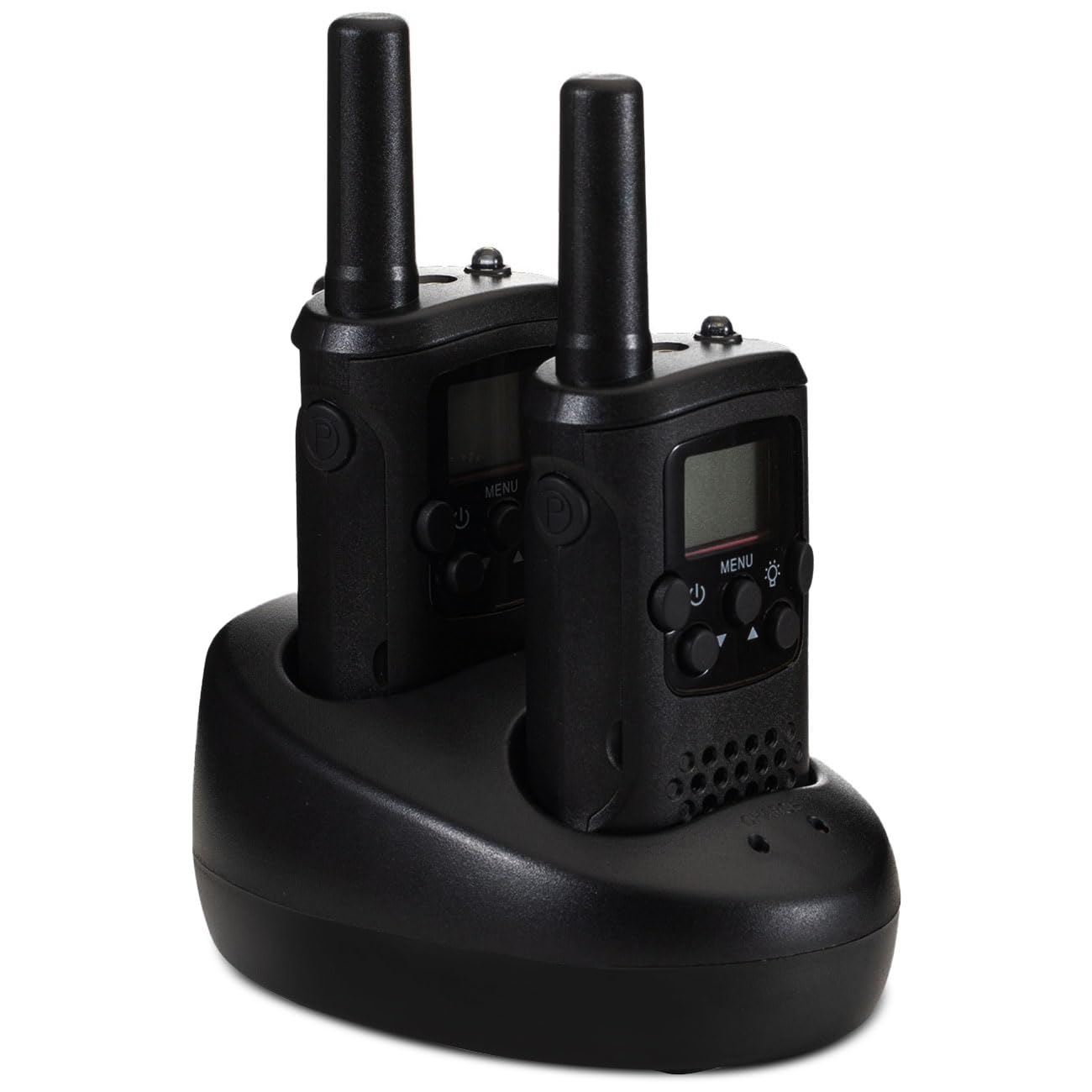 2er-Set Profi Akku-PMR-Funkgerät, Gürtelclip & Taschenlampe, Walkie Talkie mit 10km Reichweite, 8 Kanäle, Ladestation, 8 Stunden Sprechzeit