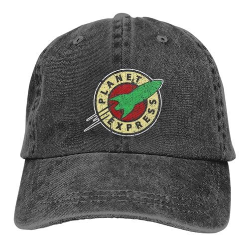XianNonG Planet Express Men's Black Adjustable Vintage Washed Denim Baseball Cap Dad Hat Trucker Cap
