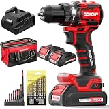 20V Cordless Drill Driver Kit with 2 Batteries - 70Nm High Torque Power Tool, 26-Piece Accessory Set & Fast Charger, LED Work Light for Wood, Metal and Masonry Drilling
