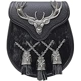 Hirschkopf-Emblem: Der Sporran verfügt über ein Hirschkopf-Emblem, ein traditionelles schottisches Symbol, das Stärke, Stolz und Erbe darstellt. Dieses Emblem verleiht dem Accessoire eine unverwechselbare und kulturelle Note.