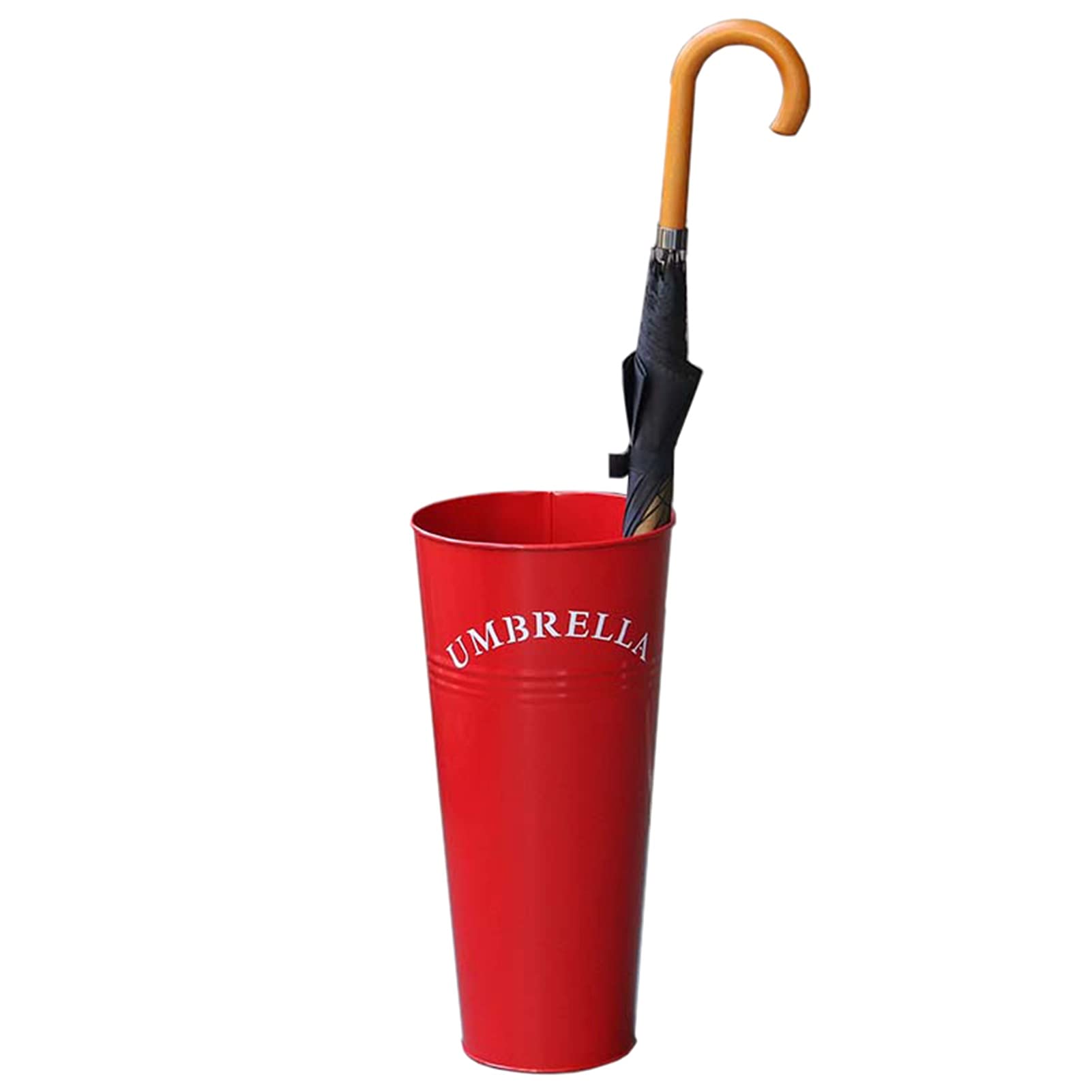 Gonmdopy Red Umbrella Stand, Household Umbrella Stand, Metal Umbrella Rack, Retro Round Umbrella Rack With Drip Tray, Floor-Standing Umbrella Bucket