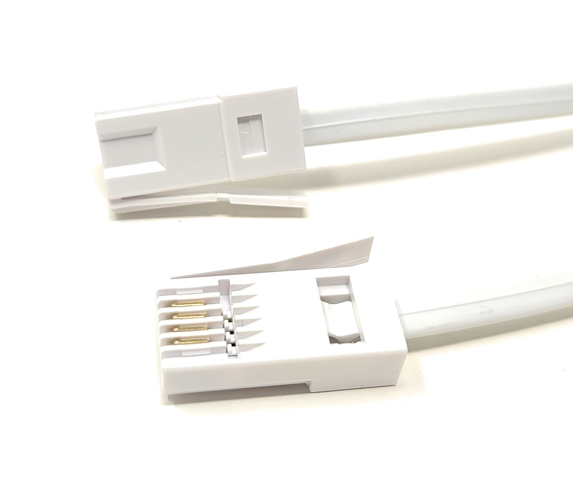MainCore 2m BT to BT Telephone Cable - 4-Wire 431A Flat Male-to-Male Phone Lead for Landline Modem, Fax & ADSL Broadband (White, 2m)