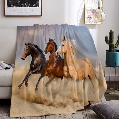 UGZDEA Cuddly Horse Blankets 130x150cm, 3D Print Horse Blanket Lightweight Sofa Blanket, Soft Warm Blanket for Adults and Children, Couch Bedroom Decor (B, 130x150cm)