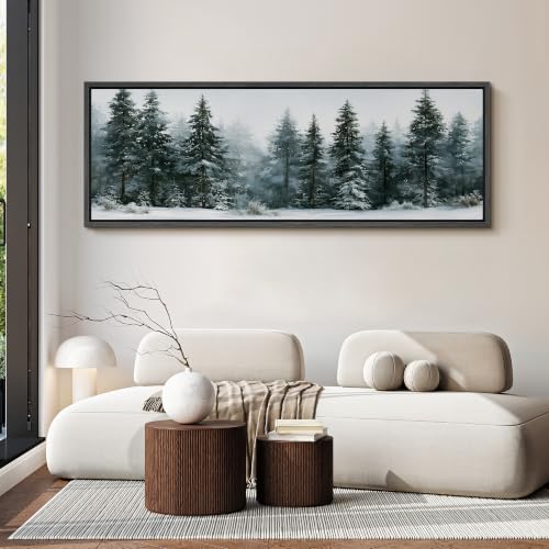 Image of MUDECOR Large Framed Canvas Print Wall Art Snowy Pine for Living Room