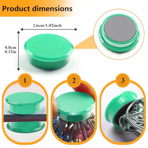 Imanes redondos verdes fuertes para refrigerador 10 piezas miniatura 3