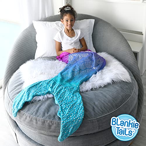 Blankie Tails Easter Gift For Mermaid Lovers | Double Sided Mermaid Tail Blanket, Great For Gifts, Parties, And Daily Use, Size Inclusive, Purple/Aqua Glitter With Sleep Mask #TOP6