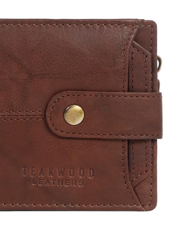 Image of TEAKWOOD LEATHERS Men's Two Fold Zipper Leather Wallet | Leather Men Wallet (Choco Brown)