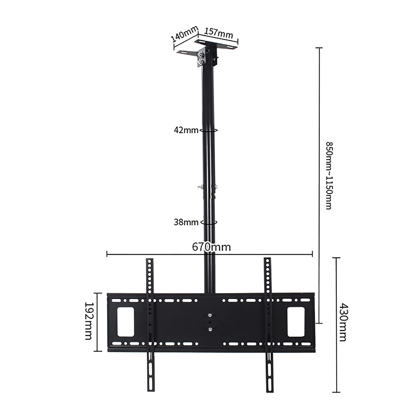 Supporto da soffitto per TV LCD a schermo piatto da 37-65 pollici, supporta fino a 39,9 kg, compatibile con staffa VESA 600 x 400 mm