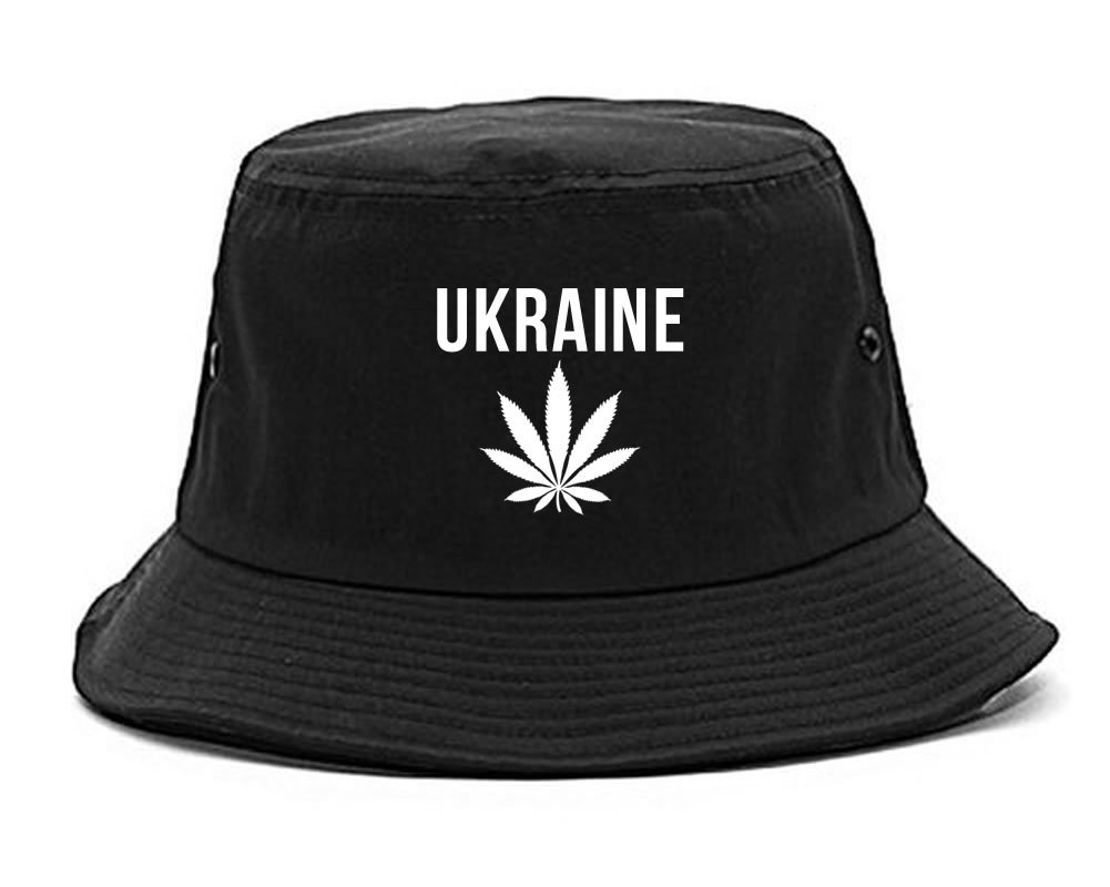 Country of Ukraine Weed Leaf Pot Marijuana Bucket Hat Black