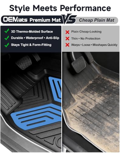 Image of Premium Color TPE Floor Mats 3-PCS for Tesla Model Y Juniper 2025 2026 | Sky Blue Wing Design | Car Mat Full Set Front & Rear | All-Weather Protection, Pet & Child-Friendly Accessories