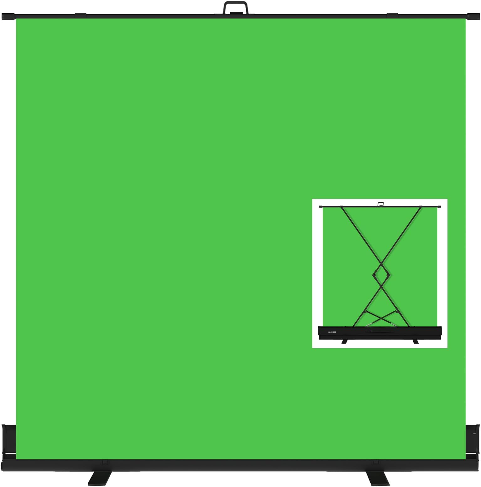 Large Green Screen Collapsible Chroma Key Backdrop,Portable Retractable for Video, Live Game,Aluminum Base,Wrinkle Resistant Fabric,Pull-up Style,Auto-Locking Frame (78.7Wx78.7H inch)