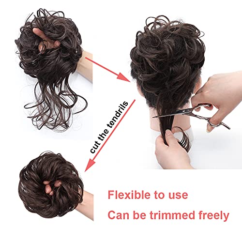 Kethbe Messy Bun Hair Piece Tousled Updo Hair Buns Extension Elastic Hair Band Hair Pieces Curly Hair Bun Scrunchie For Women (Bronze Brown) #TOP4