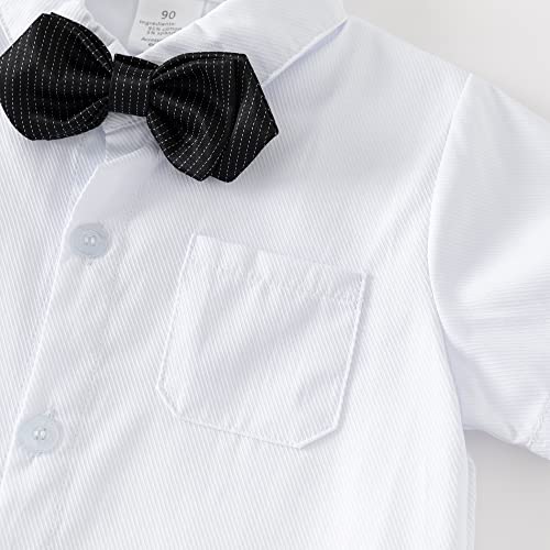 Baby Boys Gentleman Outfits Suit Set,Shirt+Shorts+Bow Tie+Suspenders,6-9 Months #TOP3