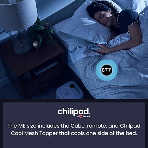 Chilipad Cube Bed Cooling System - Cooling & Heating Mattress Topper, Set Individual Bed Temperature, Sleep Enhancement, Temp Range of 60-115°F, ME Half King or TwinXL Size (38"W x 80"L), Model: CP502