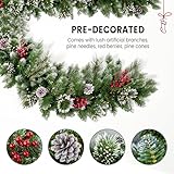 Trepcrow Christmas Garland with Lights, 9FT Pre Lit Garland Christmas with Remote Control, Holiday Decorations Wreath for Fireplace, Mantel, Stair, Xmas Tree, Front Door, Outdoor (9ft/2.7m) - Image 3
