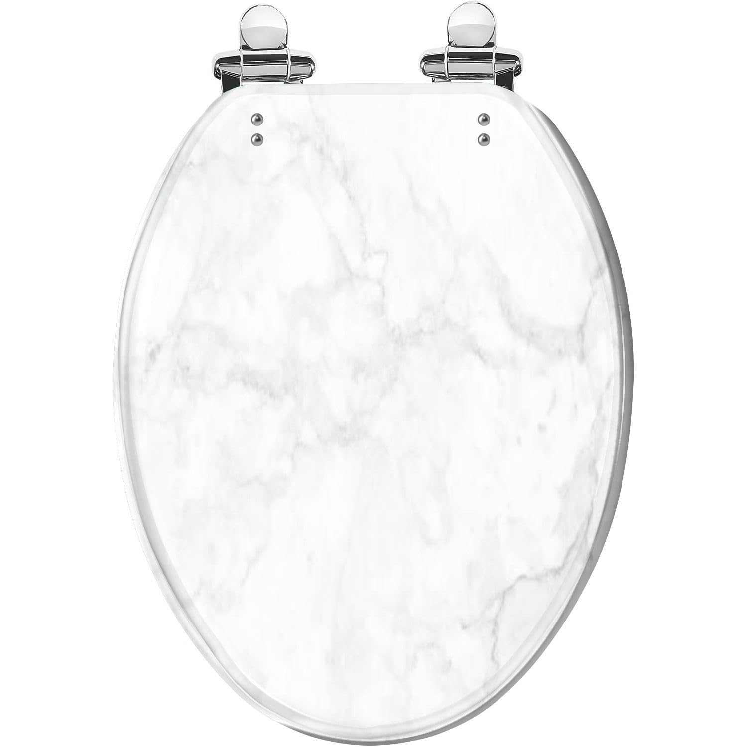 Tazyyzuu Multi6 Elongated White Marble Resin Toilet Seat Slow Close Quick-Release Hinges 18.5X14.5(Multi6)