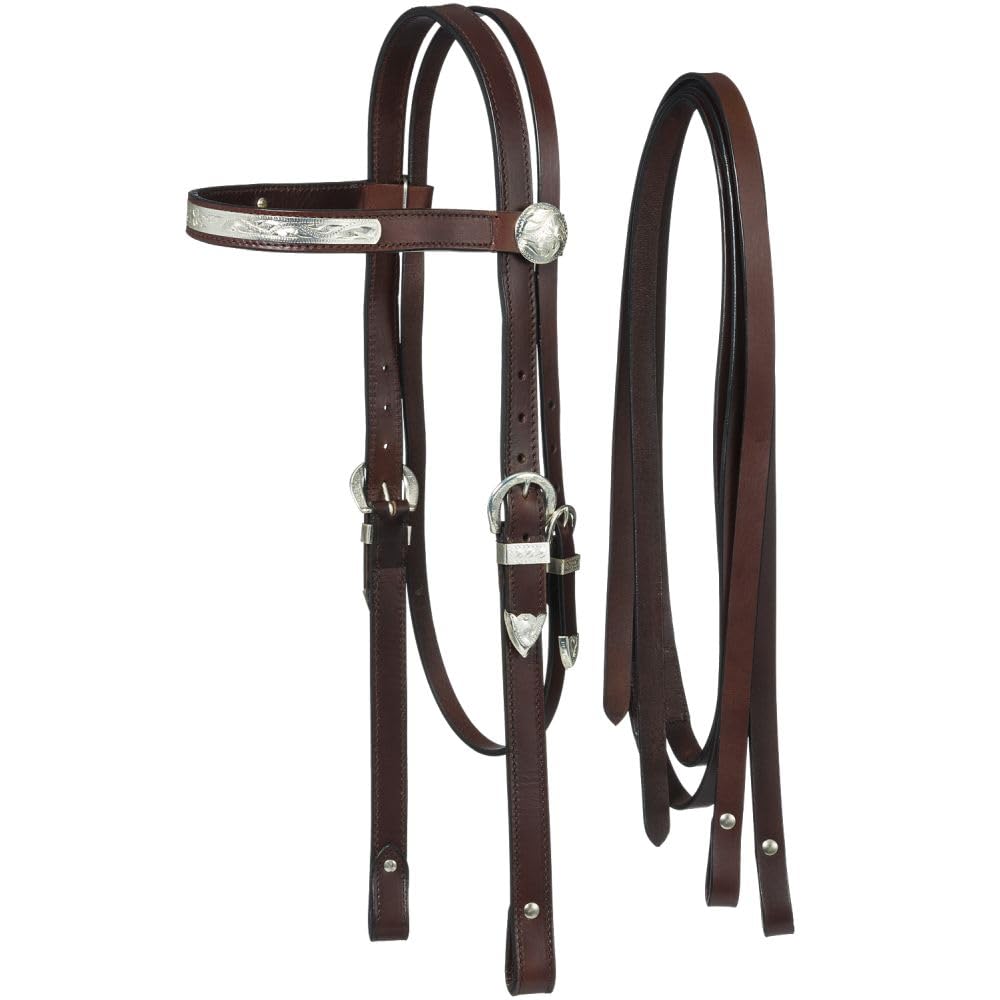 Tough 1 King Series Draft Horse Show Headstall Rein Dk Oil