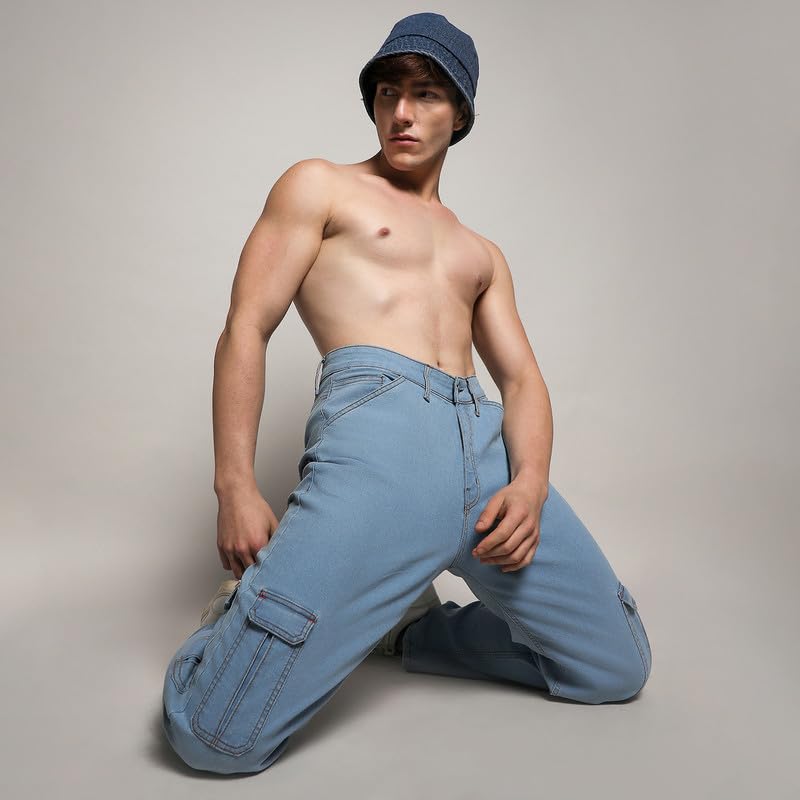 Image of CAHOOT Men's Denim Jeans for Casual Wear | Medium-Wash | Regular Fit | 5 Pockets | Button Closure | Denim Jeans Crafted with Comfort Fit for Casual Wear