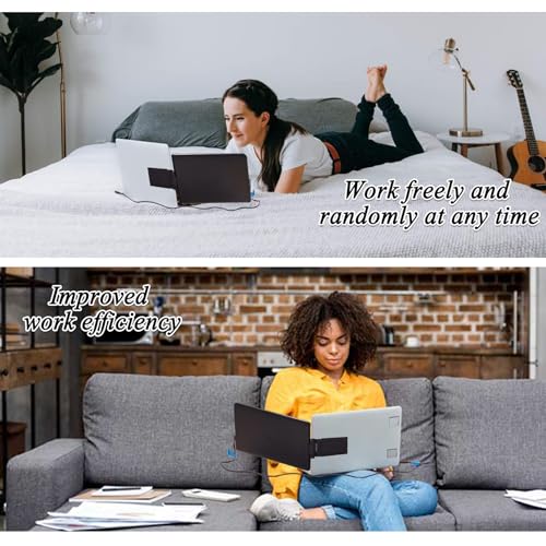 Image of 11.6'' Multi-Swivel Laptop Monitor Extender, Attachable Protable Monitor, External Computer Screen Exended Connected by HDMI Or Type-C USB C Cable Fit All Laptop, Black