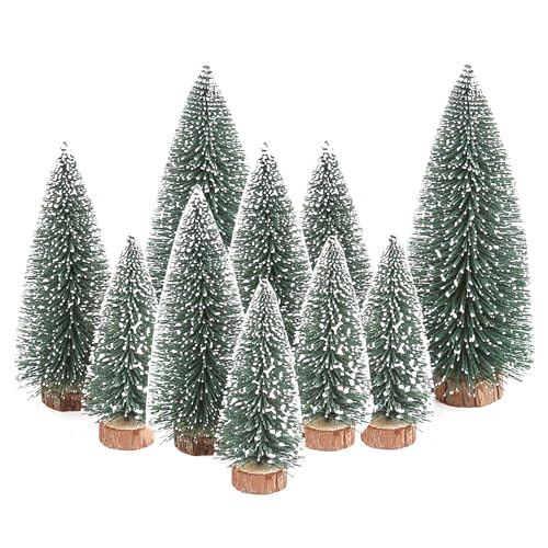 Goldyida Mini albero di Natale artificiale Mini Mini albero di Natale artificiale Mini modello di albero di Natale artificiale Mini albero di Natale artificiale con base in legno 10/15/20 cm