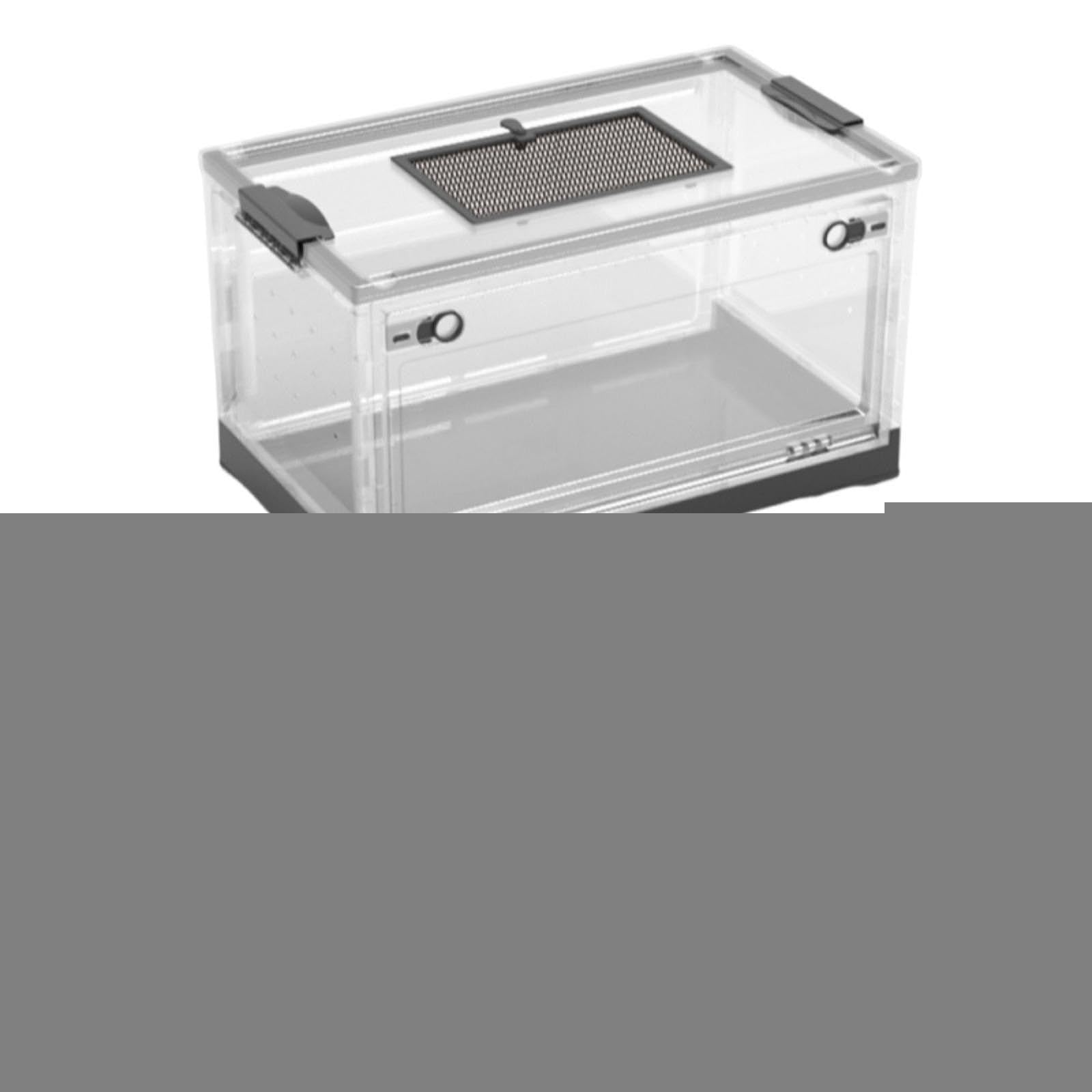 Terrario per Rettili Trasparente Pieghevole Coperchio Scorrevole Porta Frontale Ventilato Materiale Adatto per Rettili Tartarughe Scrivania Aul, Black L