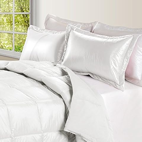 PUFF High Loft Down Indoor/Outdoor Water Resistant Comforter with Extra Strong Nylon Cover, King, White Cover