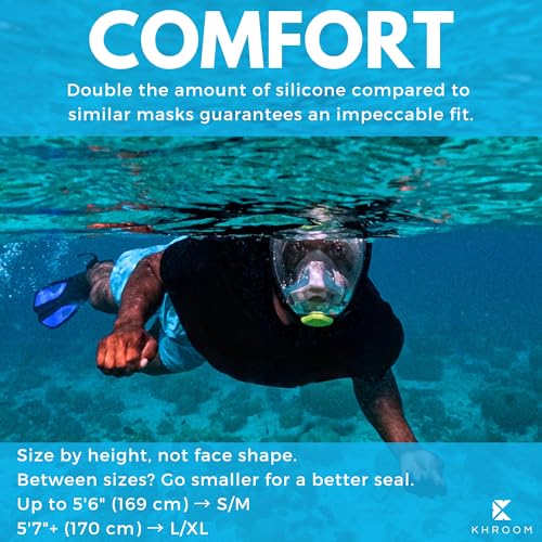 Khroom Máscara de Buceo de Cara Completa para Adultos, CO2 Seguro, Antivaho, Vista 180° miniatura 5