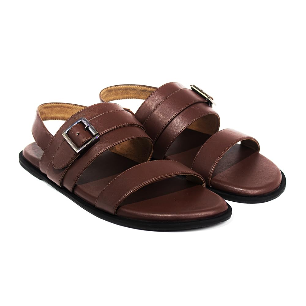 Men's Buckle Strap Sandals | Adjustable Vegan Leather Slingback Comfort Sandals | Premium Footbed Casual Sandals for Daily Wear-picture-23