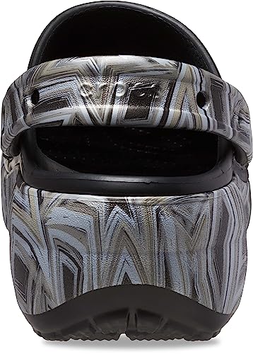 Image of Crocs Women's Classic Graphic Platform Clogs, Platform Shoes, Black /Multi, 5 Women