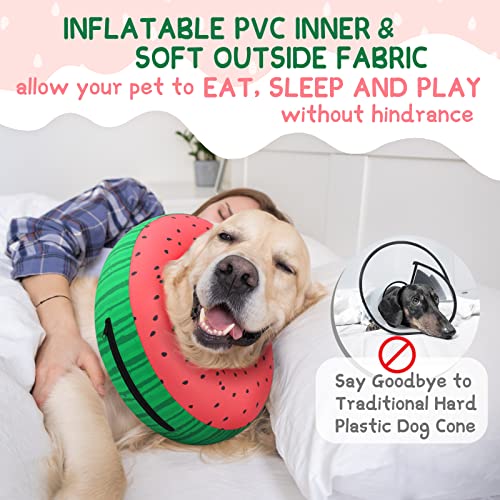 Image of Supet Inflatable Dog Cone Collar for Large Medium Small Dogs, Soft Cone Collar for Dogs Cats, E Collar Pet Neck Donut Dog Cone Alternative After Surgery
