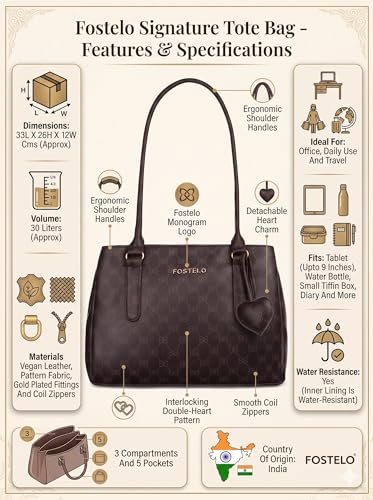 Image of Fostelo Women's Riverside Satchel Tote Handbag for Women | Ladies Purse | Stylish Shoulder Bag | Gift For Women