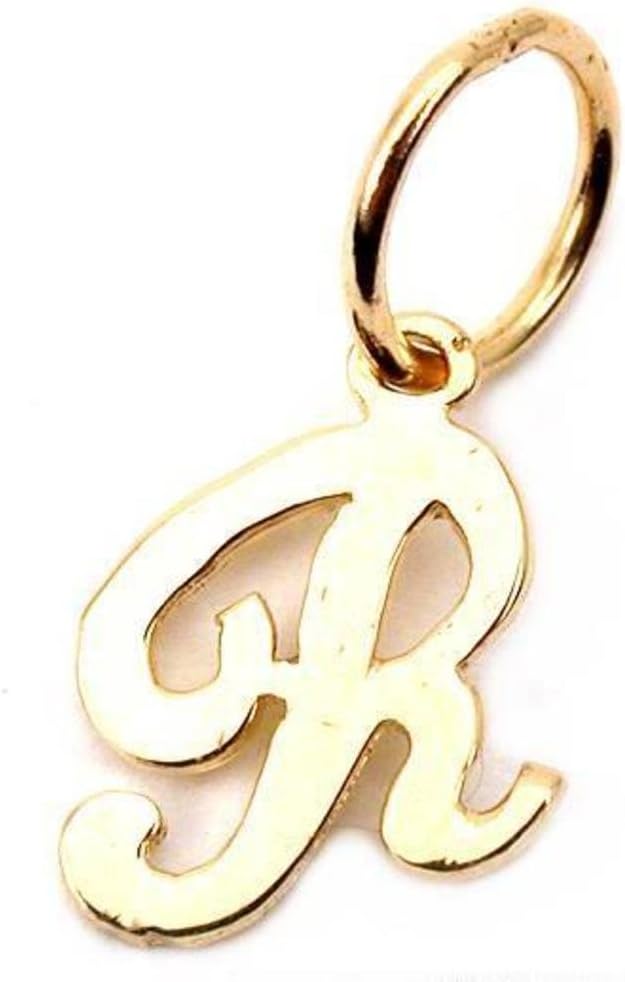 Cursive Letter "R" Charm 14k Gold 9.5mm