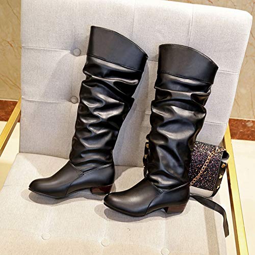 Bottes de haute qualité pour femme au bout solide rond raffiné - 6