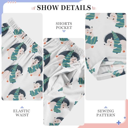 ZZXXB Hedgehog Xmas Tree Boys Long Pants Soft Trousers Elastic Waist Kids Lounge Bottoms with Pockets S-XL4