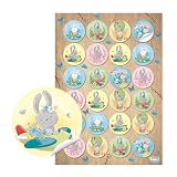 Adesivi pasquali con coniglietti, 24 pezzi: sticker colorati, adesivi Pasqua bambini, stickers decorativi, decorazioni pasquali, etichette adesive rotonde, chiudipacco Pasqua, autoadesivi, Ø 4 cm