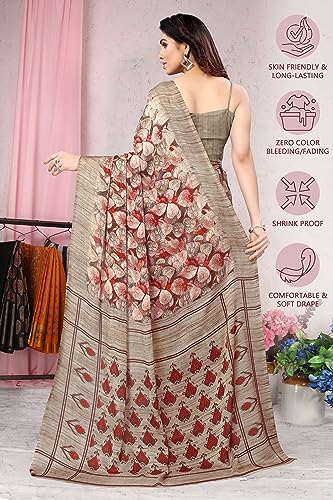 Image of MIRCHI FASHION Saree for Woman Chiffon Floral Printed | Polished Professional Office and Regular Daily Use Sari with Blouse Piece