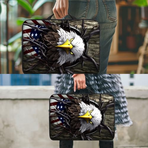 Funda para portátil 12 pulgadas con asa diseño águila americana miniatura 7