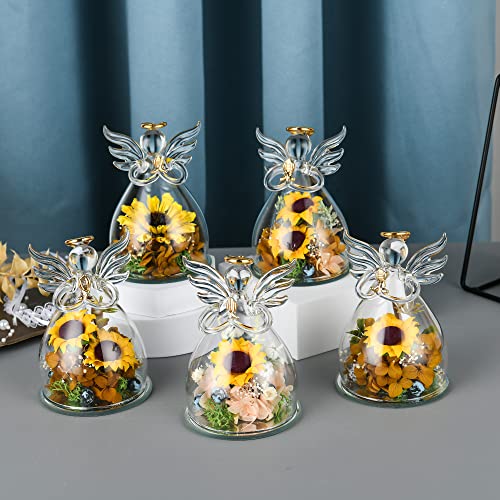 Mothers Day Sunflower Gifts For Mom Grandma, Artificial Sunflower In Glass Angel For Valentine's Day Birthday Anniversary Thanksgiving Christmas #TOP5