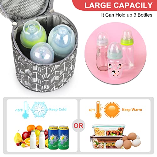 Accmor Breastmilk Cooler Bag, Insulated Baby Bottle Cooler Tote Bags, Baby Bottle Warmer Cooler Bag, Baby Bottle Bag Great For Nursing Mom Daycare, Grey #TOP1