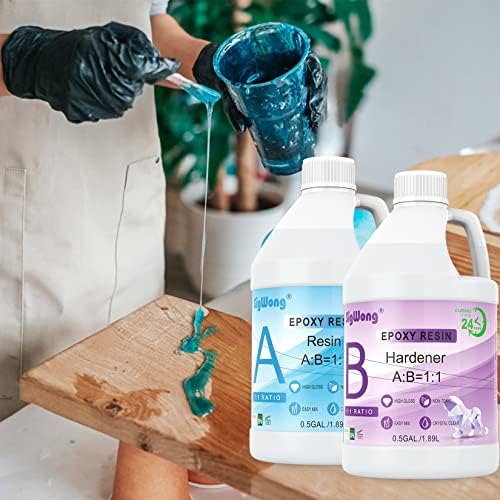 Epoxy Resin Clear Crystal Coating Kit 3.78l/4kg - 2 Part Casting Resin for Art, Craft, Countertop, Wood, Jewelry Making, River Tables