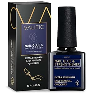 Valitic Strong Nail Glue and Strengthener – Quick Dry Brush On Gel for Long Lasting Nails – Adhesive Bond for False Nails – Strengthener for Nail Tips – 1 PACK