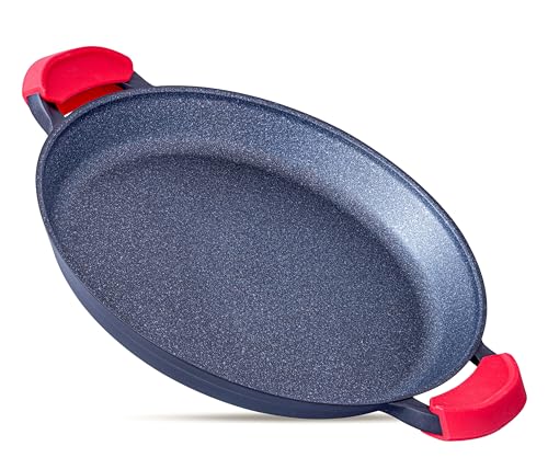 Foto von INTIGNIS Paellapfanne mit Glasdeckel 36cm• GREBLON® Keramik-Antihaft • Für alle Herdarten inkl. Induktion • Spül- & Ofenfest • Geschenkverpackung • Für 6–8 Personen (Schwarz, 36 CM)