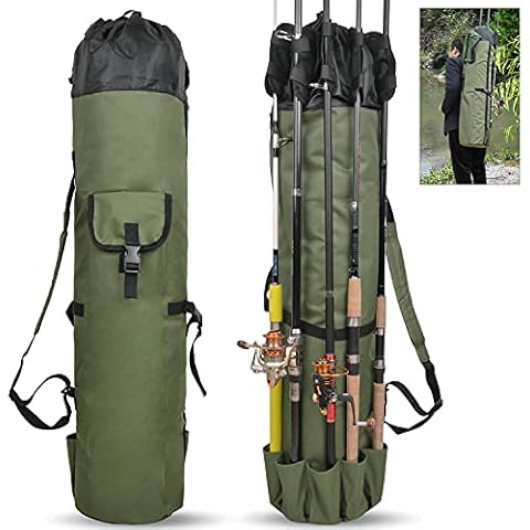 SILANON Fishing Rod Bag,Fishing Pole Travel Case Holder Large Capacity Fishing Gear Organizer Fishing Reel Rod Storage Bag Backpack for Fishing and Traveling Cover