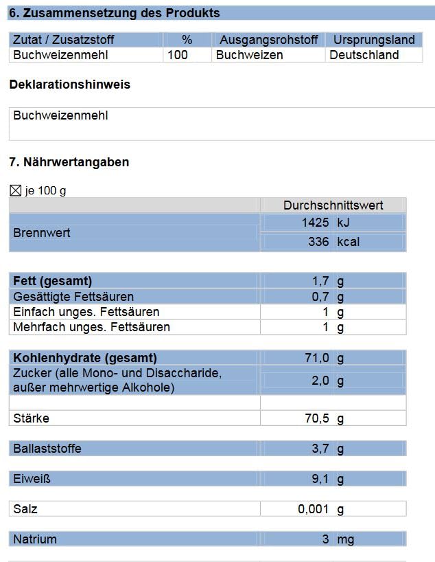 Buchweizenmehl 1kg in bester Qualität, frisch aus der Rätze-Mühle 100% regional, naturbelassen Buchweizen gemahlen 1000g