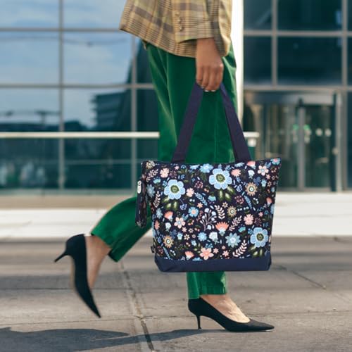 Image of NGIL Medium Top Zipper Closure Canvas Tote Bag with Attached Matching Coin Purse For Moms and Nurses