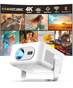 Magcubic Beamer, HY300max Mini Beamer 4K & 8K mit Dualband WiFi 6 BT 5.4, 260 ANSI unterstützt Autofokus und Trapezkorrektur geeignet für Heimkino projektor