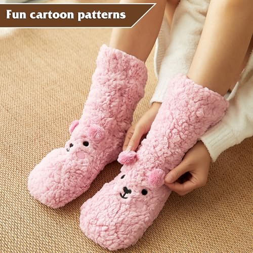 Image of Evankin Fuzzy Socks for Women Slipper Socks Fluffy Cute Animal Indoor | Fuzzy Socks for Women Slipper Socks,Fluffy Cute Animal Indoor Non-slip Slipper ,Mid-calf-socks Comfy Winter Gifts