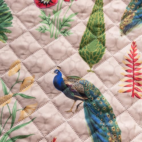 Image of House of Quirk 'Mughal Series' Anti-Slip Sofa Cover Mat with Pocket | Polyester Couch Protector for Pets, Kids & Spills (Royal Peacock, 180x210cm, Four Seater)